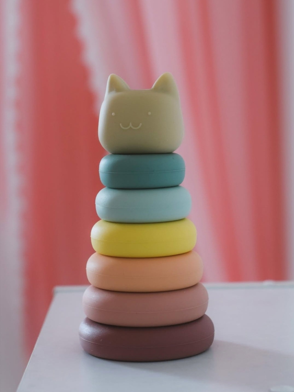Cat Stacking Toy Montessori Rainbow Pastel Kids Learning Sensory Toy
